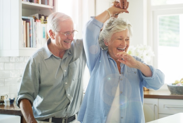 senior couple dancing together